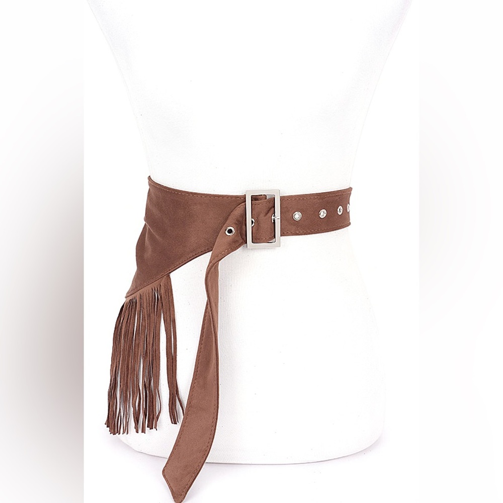 Fringed Tan Belt - Picture 2 of 8